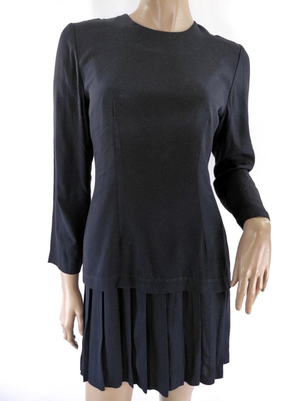 DECADE DESIGNS Dress Mini LS Top Panel Over Pleat Skirt Vintage S